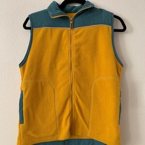 Yellow and Teal Sleeveless Fleece Vest